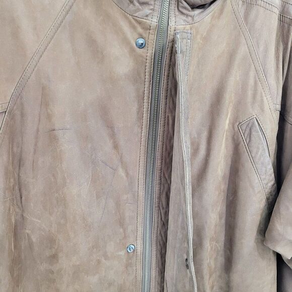 Vintage 80s IOU Leather Trench Mad Max Apocalyptic Mottled Brown Dolman Long XL - Picture 8 of 16